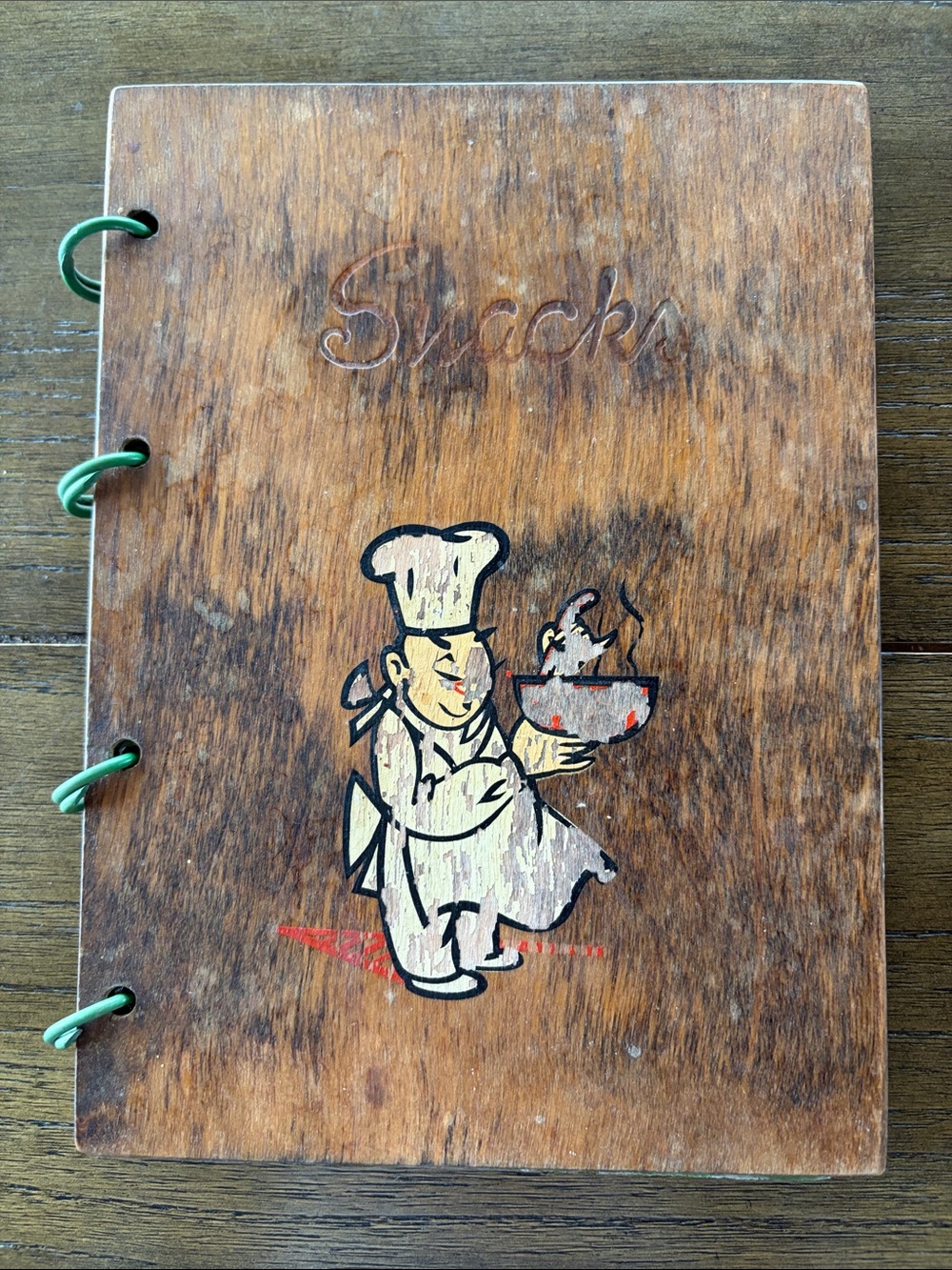 Vintage 1940 Rustic Wooden Chef Snack Cookbook Cover Culinary Arts Institute